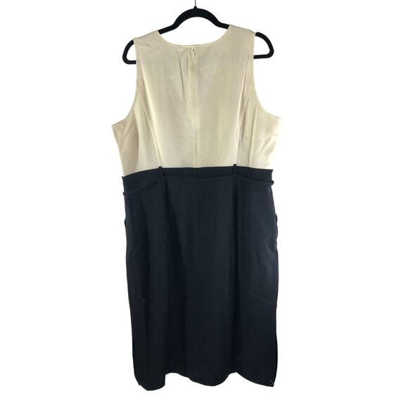 J Crew Simone Dress In Italian Stretch Merino Wool Blend Sheath Ivory Black 20 - Picture 4 of 7